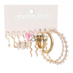 Cercei pentru dama moderni EARR34 Aurii Set de 5 perechi